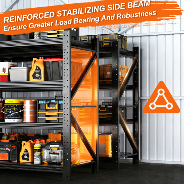 Temu 仅支持自提 重型车库货架单元70.1"H"71"W 24"D，4层钢制可调节金属储物架，3000磅工业货架，用于车库组织、地下室、仓库、车间、工具架-7