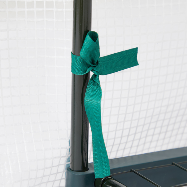 27*19*62in PE布花房 白色PE布 墨绿色铁管 尖顶迷你带4层网格花架 带拉链卷门-25