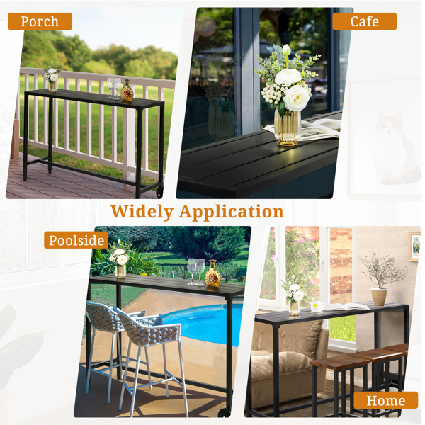 黑色 带轮 铁 55 inch 庭院吧桌-6