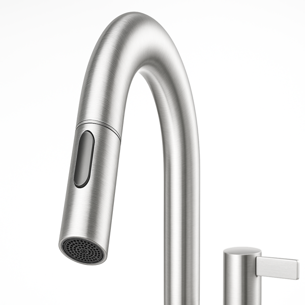 8英寸宽幅洗手池水龙头，双把手三孔设计，配备弹起式排水器和360°下拉式喷头，拉丝镍[周末无法发货，TK/TEMU仅支持自提]-5