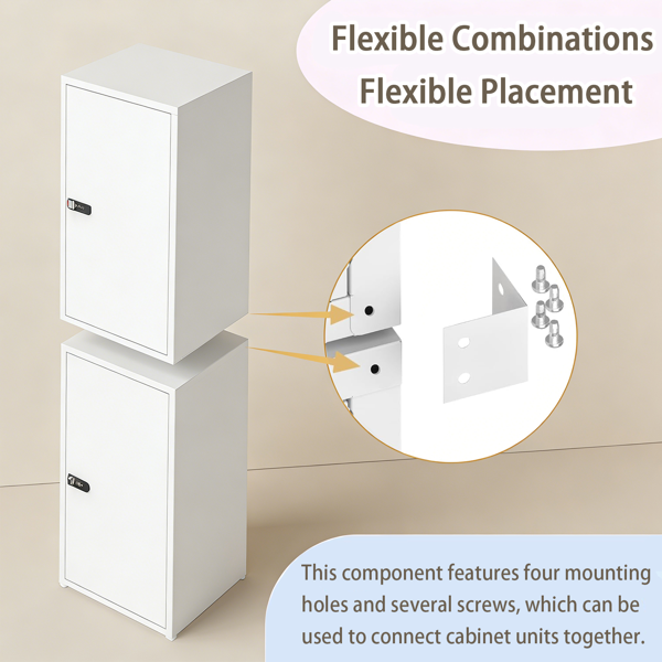 Temu 仅支持自提 34.6英寸高带锁金属储物柜，小型可上锁员工储物柜，带可调节层板及脚垫，钢制单门可上锁柜，适用于家庭、学校、办公室、健身房（白色）-5