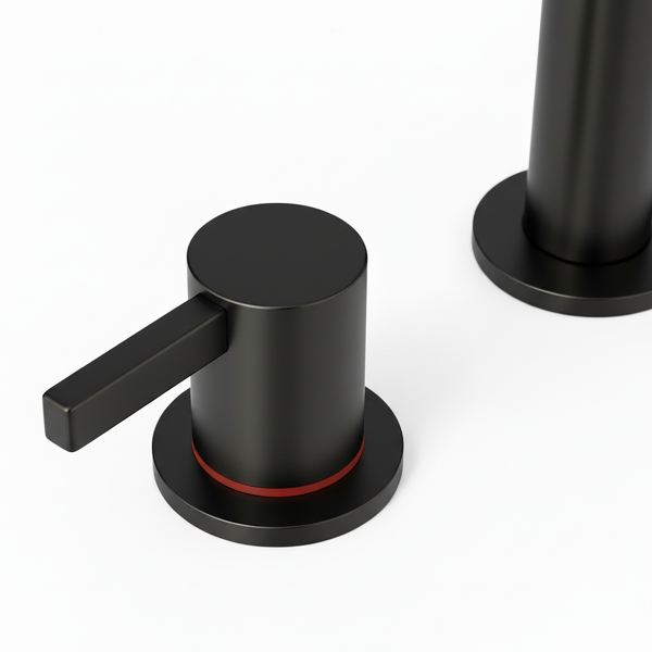 8英寸宽幅洗手盆龙头，双把手三孔设计，带360°旋转喷嘴和弹起式排水器，哑光黑[周末无法发货，TK/TEMU仅支持自提]-6