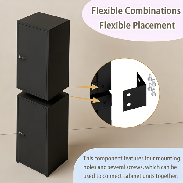Temu 仅支持自提 34.6英寸高带锁金属储物柜，小型可上锁员工储物柜，带可调节层板及脚垫，钢制单门可上锁柜，适用于家庭、学校、办公室、健身房-9