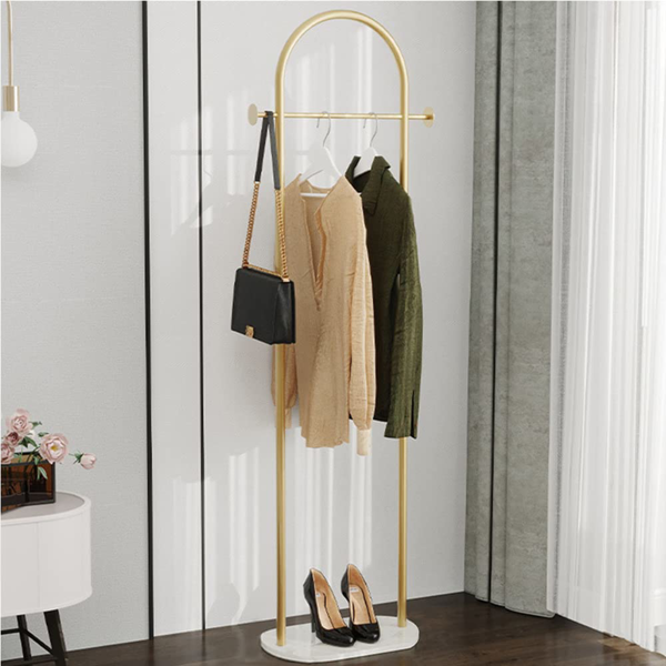 Clothing Rack, Golden Metal Freestanding Heavy Duty Clothes Rack with Marble Base, Multipurpose Garment Hanger for Bedroom, Hat, Scarf, Jacket,-6
