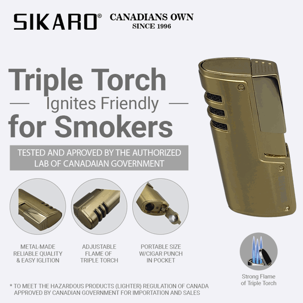 SIKARO®旋风* 三直冲专用高档雪茄打火机带雪茄打孔器钛金雪茄香烟厨房户外可重复充气可调节火焰高度便携式-2