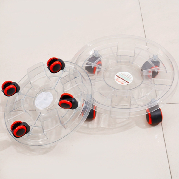 8 Pcs Heavy-Duty Clear Plant Caddy with Wheels, Rolling Flower Pot Stand 11.8" Inner 13" Outer Diameter, Water Collection Plant Dolly for Large Indoor Outdoor Potted Plants-8
