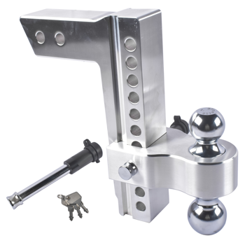 拖车挂接装置 Adjustable Trailer Hitch Fits for 2.5-Inch Receiver, 10-Inch Drop/Rise Hitch 18,500 LBS, 2\\" and 2-5/16\\" Dual Ball Silver