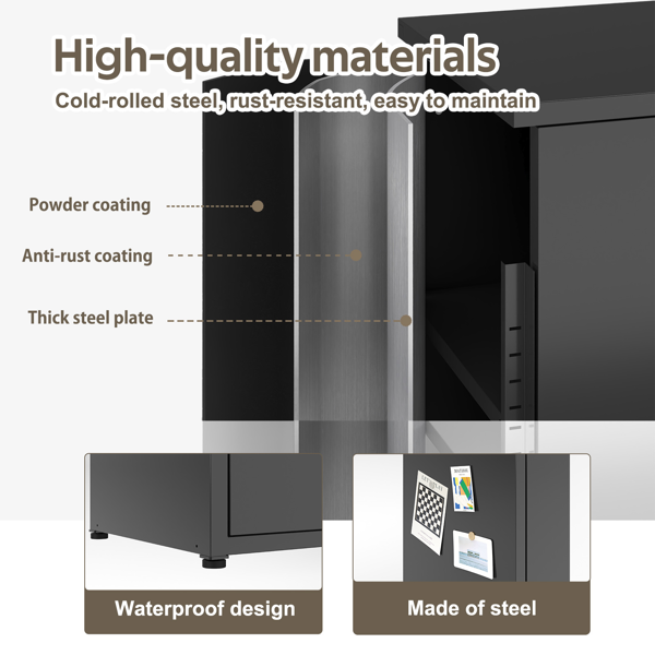 Temu 仅支持自提 34.6英寸高带锁金属储物柜，小型可上锁员工储物柜，带可调节层板及脚垫，钢制单门可上锁柜，适用于家庭、学校、办公室、健身房-4