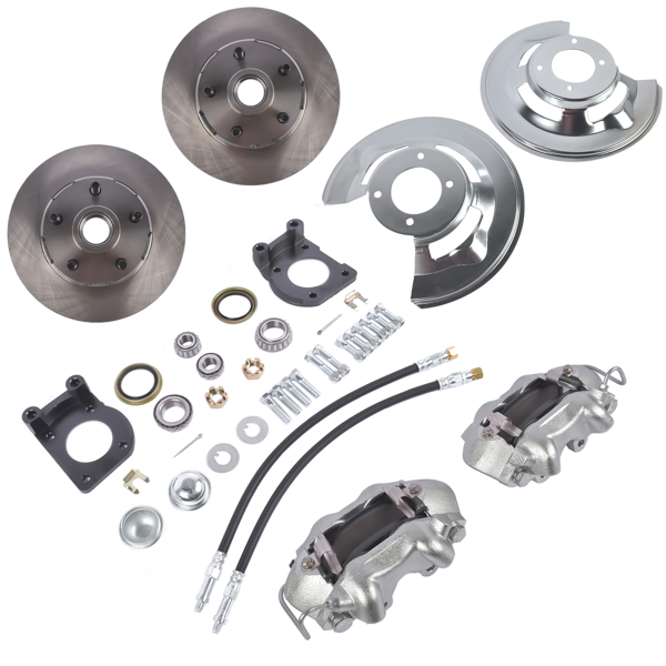 刹车盘套装 Power Complete Front Disc Brake Conversion Kit V-8 4 Piston Replacement for 1964 1965 1966 1967 Ford Mustang-1