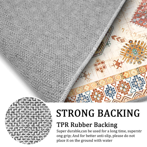 (水晶绒水洗底)厨房地毯3件套，防滑机洗厨房垫，波西米亚复古厨房地毯-3