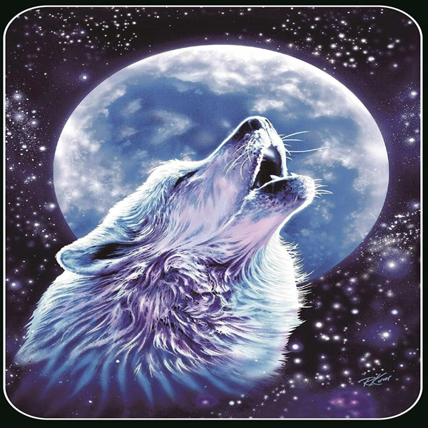 亲肤柔软法兰绒丝滑盖毯 50×60 英寸 狼啸满月款-1