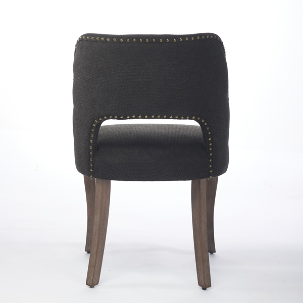 两把装木质餐椅，现代布艺软垫餐椅，厨房椅，乡村风格餐椅，黑色-2