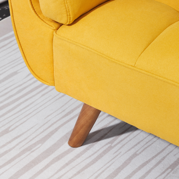 75英寸喇叭扶手可转换双人沙发床-黄色-4