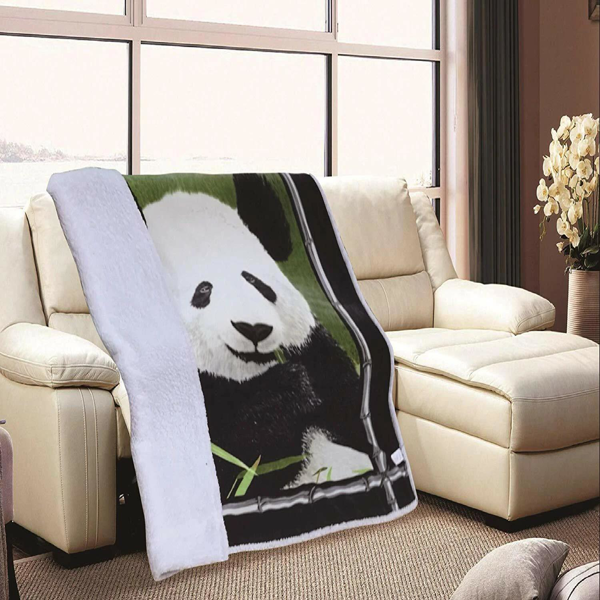 熊猫款超柔丝感法兰绒夏尔巴盖毯 50"×60"-4