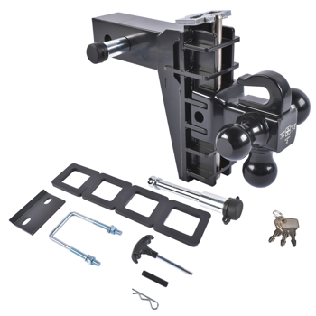 拖车挂接装置 Adjustable Trailer Hitch Fits 2.5\\" Receiver 6\\" Drop/Rise 18500LBS 1-7/8\\", 2\\", 2-5/16\\" Tri-Balls
