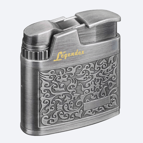 LEGENDEX®攀登者* 银色防风打火机复古风格用于雪茄香烟厨房户外可重复充气可调节火焰高度便携式-1