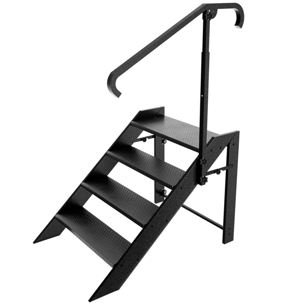 可折叠阶梯凳，4 级折叠阶梯，带高度可调扶手和防滑脚垫的房车阶梯，适用于家庭、旅行拖车、露营车、移动房屋、水疗中心和门廊的热水浴缸阶梯-1