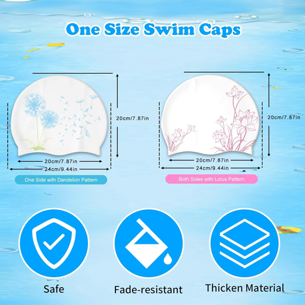 女士成人泳帽，硅胶防水泳帽-适合长/短发，防滑大泳帽男士舒适泳帽，适合女士游泳-3