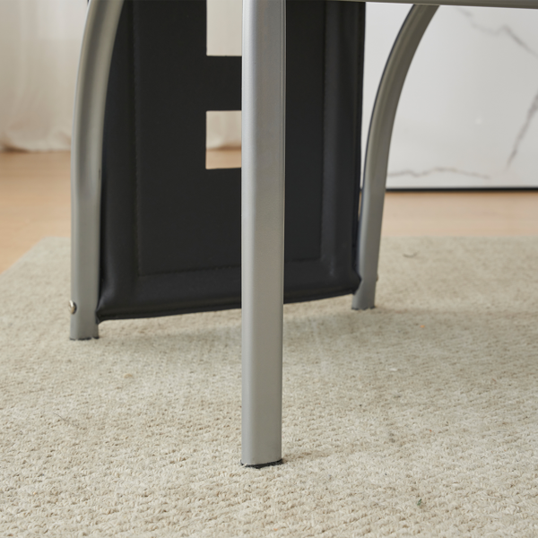 4pcs 长靠背方形镂空装饰 PU革 餐椅 圆管 黑色坐垫电镀椅腿 N201（替换编码13029118）-41