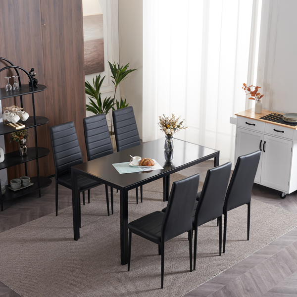 4pcs 高靠背横线缝纫装饰 PU革 餐椅 圆管 黑色 N201（替换编码：13028198-18410366）-48