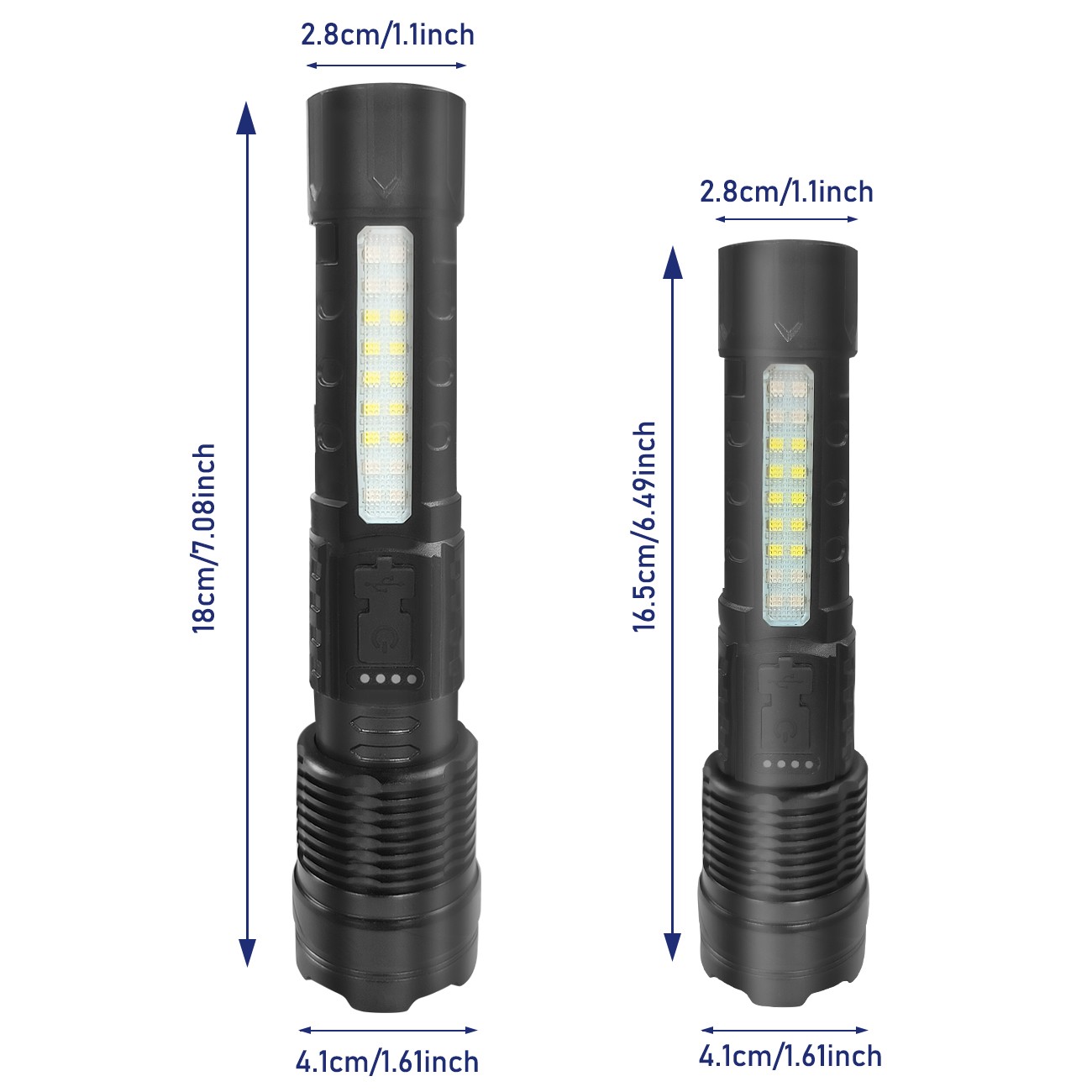 （2Pack）USB Rechargeable LED Flashlight Adjustable Focus Camping Hiking Outdoor Flashlight Work Light_voghion.com