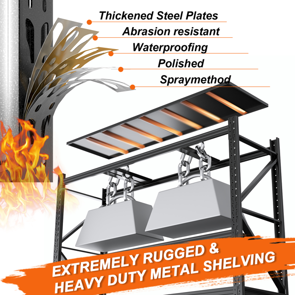 Temu 仅支持自提 重型车库货架单元70.1"H"71"W 24"D，4层钢制可调节金属储物架，3000磅工业货架，用于车库组织、地下室、仓库、车间、工具架-4