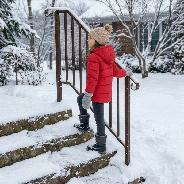 古铜色 3阶 庭院楼梯扶手-12