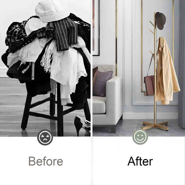 Clothing Rack, Golden Metal Freestanding Heavy Duty Clothes Rack with Marble Base, Multipurpose Garment Hanger for Bedroom, Hat, Scarf, Jacket,-3