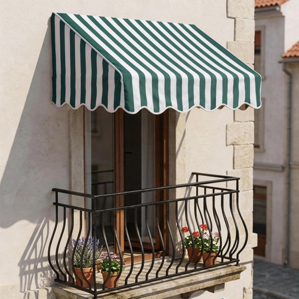 4' 绿白条 伸缩遮阳篷 涤纶布 铁支架 可调节-15