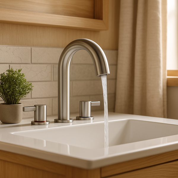 8英寸宽幅洗手盆龙头，双把手三孔设计，带360°旋转喷嘴和弹起式排水器，拉丝镍[周末无法发货，TK/TEMU仅支持自提]-13