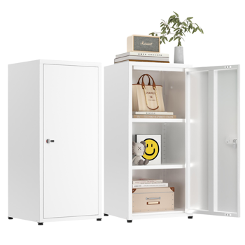 Temu 仅支持自提 34.6英寸高带锁金属储物柜，小型可上锁员工储物柜，带可调节层板及脚垫，钢制单门可上锁柜，适用于家庭、学校、办公室、健身房（白色）