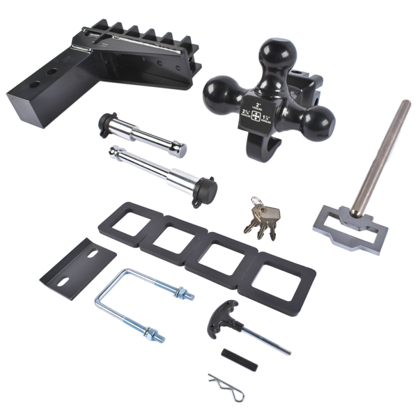 拖车挂接装置 Adjustable Trailer Hitch Fits 2.5" Receiver 6" Drop/Rise 18500LBS 1-7/8", 2", 2-5/16" Tri-Balls-5