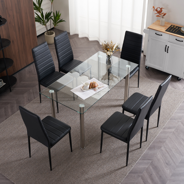 4pcs 高靠背横线缝纫装饰 PU革 餐椅 圆管 黑色 N201（替换编码：13028198-18410366）-76