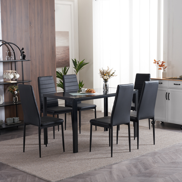 4pcs 高靠背横线缝纫装饰 PU革 餐椅 圆管 黑色 N201（替换编码：13028198-18410366）-36