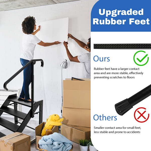 可折叠阶梯凳，4 级折叠阶梯，带高度可调扶手和防滑脚垫的房车阶梯，适用于家庭、旅行拖车、露营车、移动房屋、水疗中心和门廊的热水浴缸阶梯-7