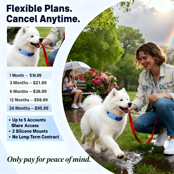 GPS宠物追踪器，适用于猫狗，内置物联网SIM卡，支持WiFi追踪，追踪距离不受限制，配备二维码防丢定位器，需订阅服务。-6