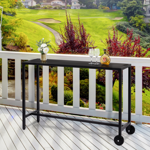 黑色 带轮 铁 55 inch 庭院吧桌-10