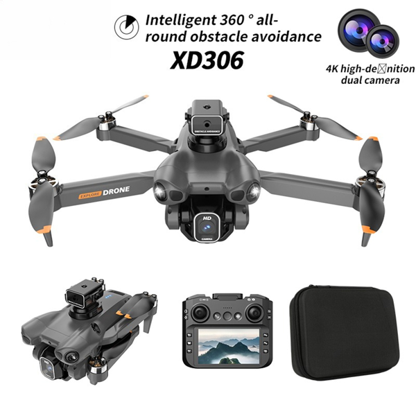 Foldable Quadcopter Drone | Brushless Motors, Large Display Remote Control, 360° Obstacle Avoidance, Optical Flow Hovering Technology, Front/Back Flips, Long-range, High-quality-1