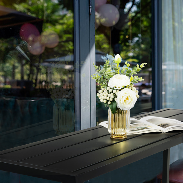 黑色 带轮 铁 55 inch 庭院吧桌-13