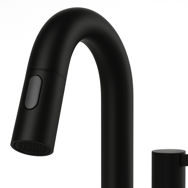 8英寸宽幅洗手池水龙头，双把手三孔设计，配备弹起式排水器和360°下拉式喷头，哑光黑[周末无法发货，TK/TEMU仅支持自提]-9