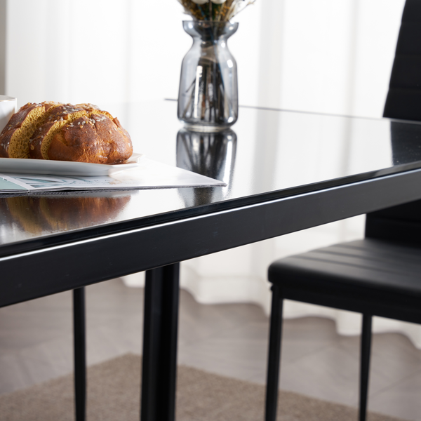 4pcs 高靠背横线缝纫装饰 PU革 餐椅 圆管 黑色 N201（替换编码：13028198-18410366）-13