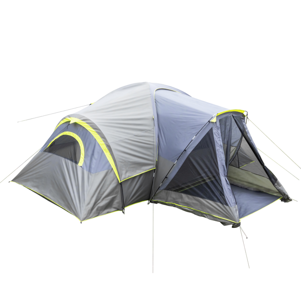 10人 深灰色 三室 露营帐篷 涤纶布 玻璃纤维杆 522*260*210cm 家庭帐篷 N001 -12