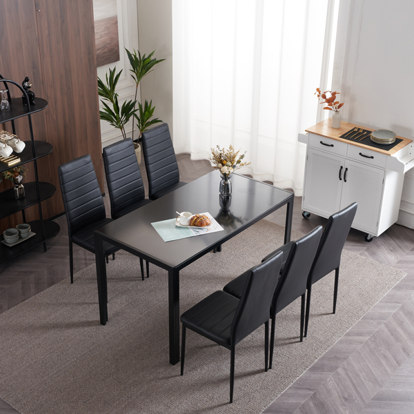 4pcs 高靠背横线缝纫装饰 PU革 餐椅 圆管 黑色 N201（替换编码：13028198-18410366）-42