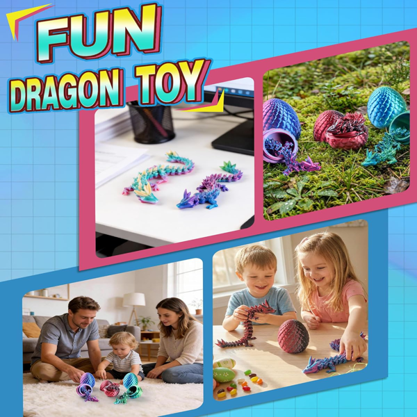 8 英寸 3D 打印龙蛋，神秘水晶龙蛋用于复活节篮子填充物，独特复活节玩具与装饰，儿童与收藏家奇幻桌面装饰（4 件装）-6