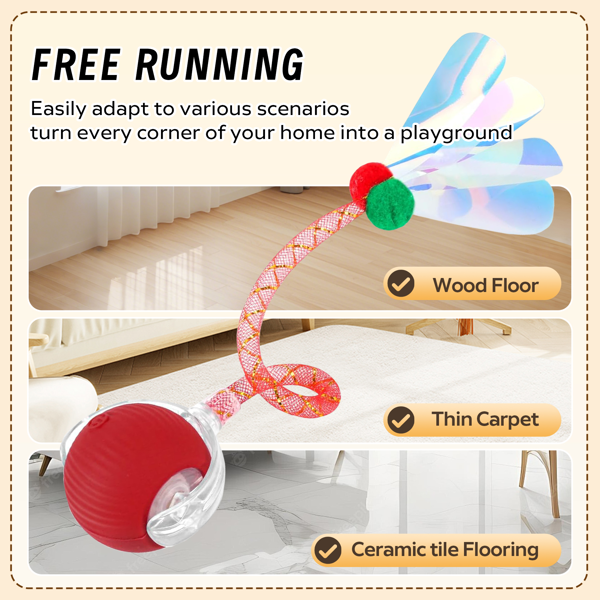 室内猫互动玩具球，猫狗玩具，弹性网尾灵活移动猫球，互动猫玩具球，猫狗趣味礼物-6
