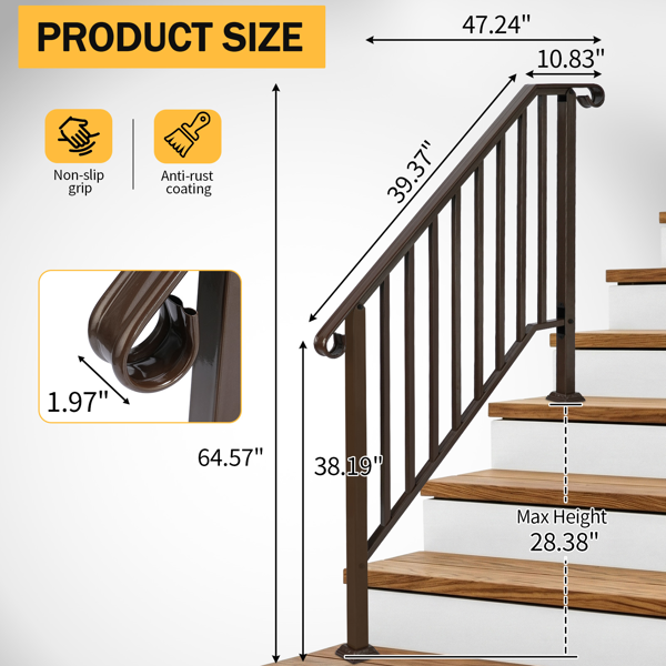 古铜色 3阶 庭院楼梯扶手-4