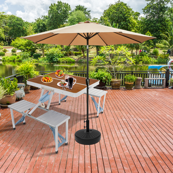 木纹色 铝合金 野营连体桌椅 桌椅连体 136*85.5*67cm 50kg-22