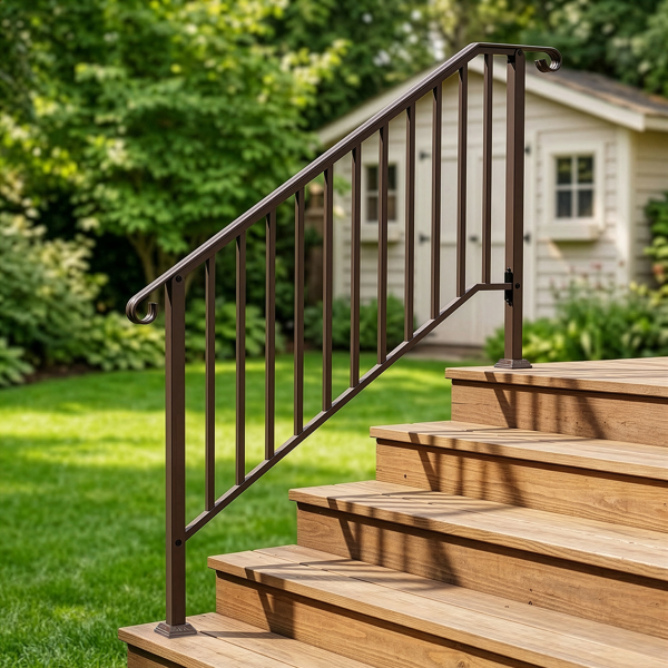 古铜色 4阶 庭院楼梯扶手-11