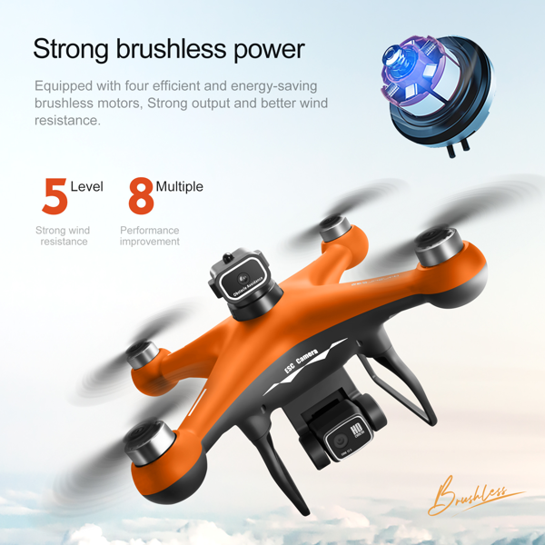 S116 Drone Orange 2 Batteries Built-in Electric Adjustable Camera Adjustable To 90° With LED Nightlight Drone Beginners' Favorite The Perfect Toy Gift-10