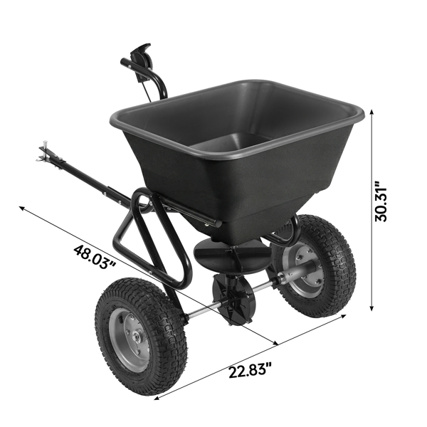 98*76*77CM 黑色 110lb 橡胶充气轮 牵引挂车款 施肥车 调节10档位 花园推车 送防尘罩 过滤网-4